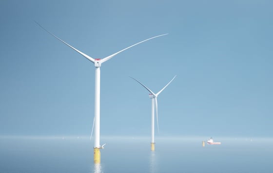 Vindkraftverk i den havsbaserade parken Hollandse Kust Zuid