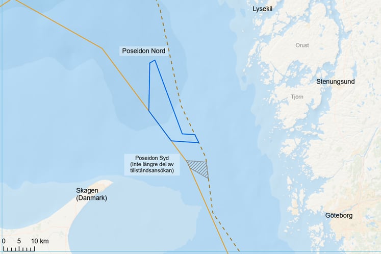 Karta över området för vindkraftsparken Poseidon