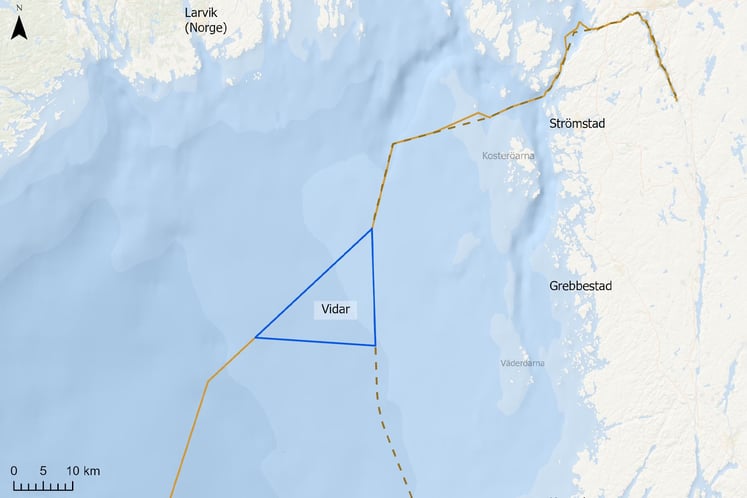 Karta över projektområdet för vindkraftsparken Vidar