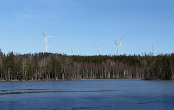 Fotomontage som visar hur vindkraftsparken Grönhult kan se ut från Alanäs Fotomontage som visar hur vindkraftsparken Grönhult kan se ut från Alanäs